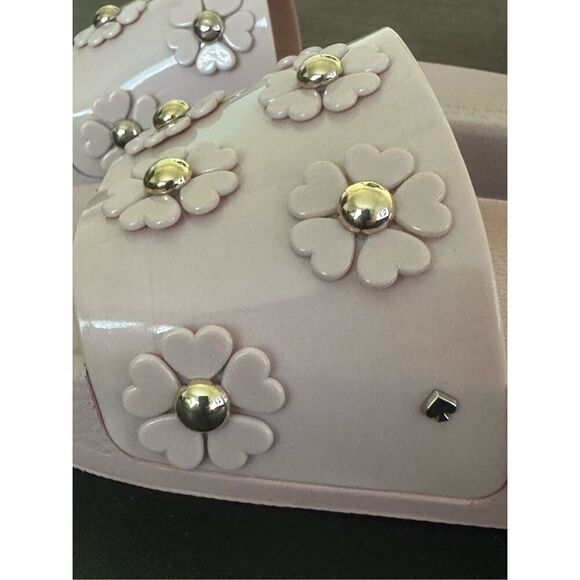 Kate Spade Spring Flower Slides Sandals Rose Smoke Pink Size 8 - Picture 3 of 10